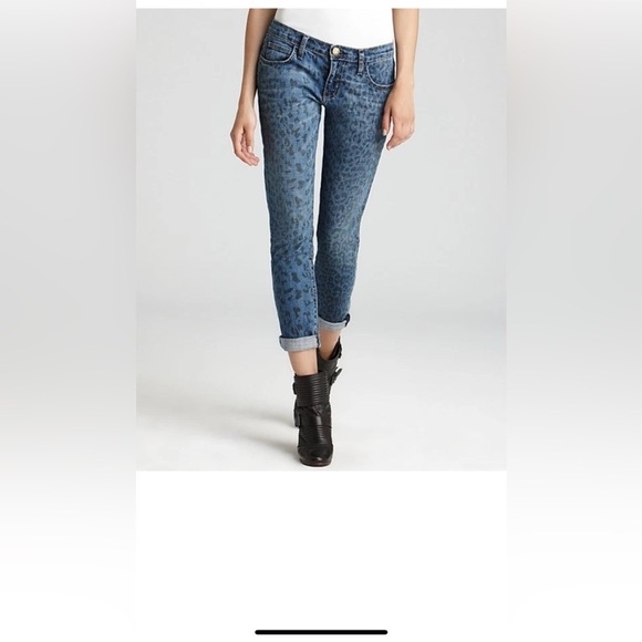 CURRENT ELLIOTT The Rolled Skinny Jeans in Indigo Leopard Size 28 - Picture 1 of 8